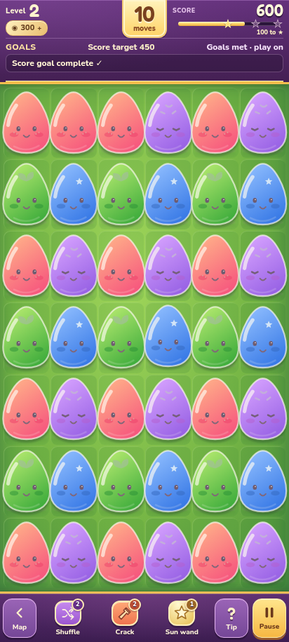 Eggy Weggy board with colourful eggs and score targets